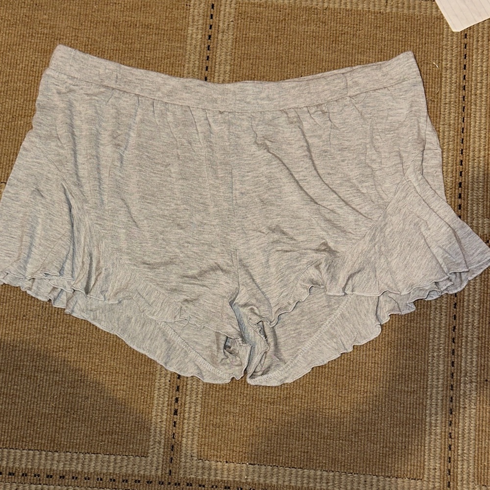 Tahari Light Gray Ruffle Sleep Shorts